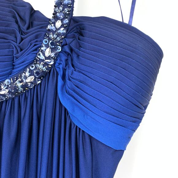 Cache One Shoulder Maxi Dress Womens Size 8 Blue Ombre Beaded Embellishments - Picture 5 of 9